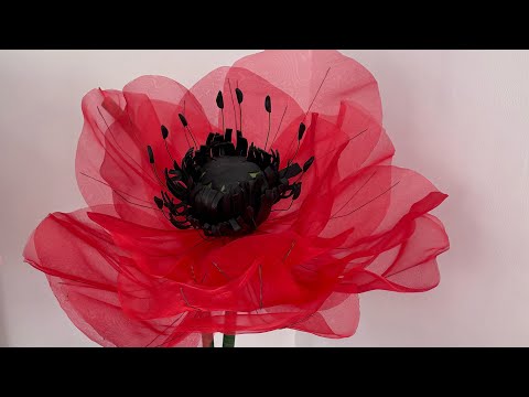 Видео: Organza poppy / fabric flowers / Мак из Органзы / цветы из ткани / Органза материалынан гул жасоо