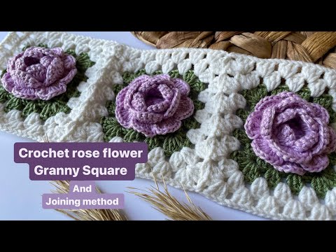 Видео: Вязание крючком розы по схеме «бабушкин квадрат» | соединение бабушкиных квадратов