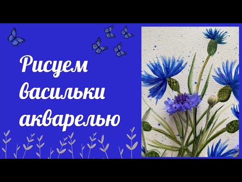 Видео: Рисуем васильки акварелью. Рисование для детей.