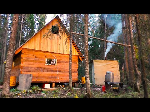 Видео: С МУЖИКАМИ В ЛЕСНОМ ДОМЕ \ БАНЯ БАЛАГАН - ПЕРВАЯ РАСТОПКА  \  РЫБАЛКА НА СЕТИ В ПЕРВЫЙ ЗАМОРОЗОК