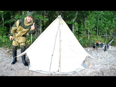 Видео: СОВЕТСКАЯ ПАЛАТКА В ПОХОДЕ С НОЧЁВКОЙ / КОПТИМ СКУМБРИЮ / РЫБАЛКА НА СУДАКА !
