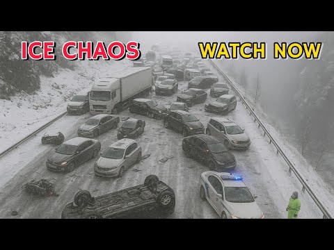 Видео: Безумие на ледяной дороге! Автомобили теряют управление на скользких дорогах | Снято на камеру