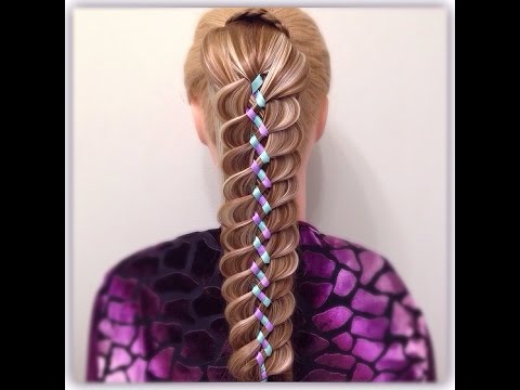 Видео: Six  strand braid with a ribbons | Шести-прядная коса с лентами