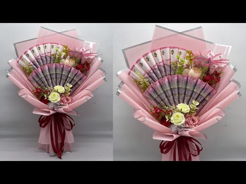 Видео: Сделай сам | Как сделать денежный букет в форме веера | Денежный букет из 25 листов