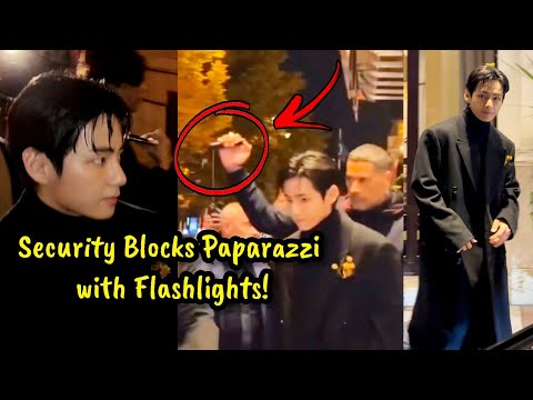 Видео: Селин Момент Охрана Ким Тэхёна защищает его от папарацци! Bts V Парижская мода