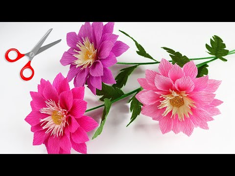 Видео: 🌸Цветы из гофрированной бумаги ✂️ Как сделать цветы георгины из гофрированной бумаги