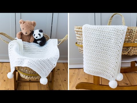 Видео: Как связать ЛЕГКОЕ детское одеяло крючком (БЫСТРЫЙ, 1-рядный повтор для вас!)