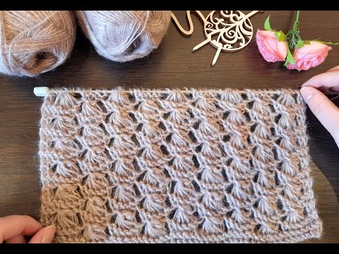 Видео: Узор "Маленькие ракушки" спицами.