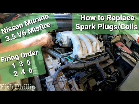 Видео: Замена свечей зажигания и катушки зажигания Nissan Murano. Пропуски зажигания 3.5. Порядок зажигания