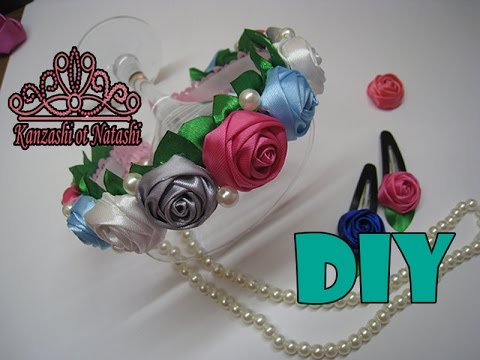 Видео: Ободок с розами Канзаши МК.DIY