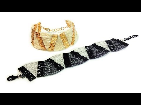 Видео: Tutorial: beaded bracelet "Wave" / Браслет "Волна" из бисера и стекляруса