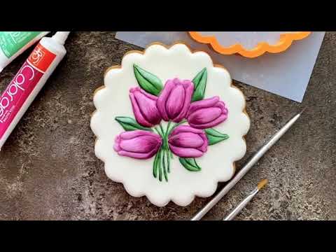Видео: Пряник «Букет тюльпанов» заливка глазурью [мастер-класс]