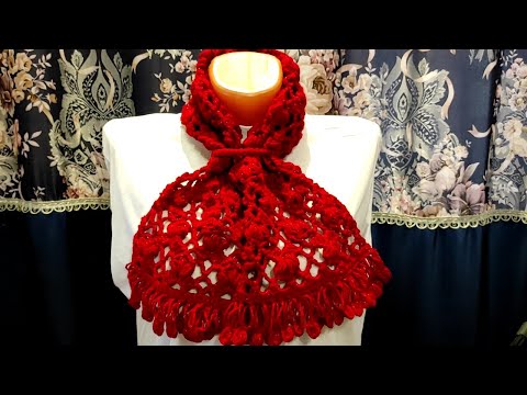 Видео: ШАРФ АЖУРНЫЙ  с петлей, крючком.  Шарфик для начинающих.