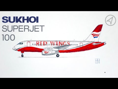 Видео: Как нарисовать самолёт Суперджет Sukhoi Superjet 100 поэтапно | Видео урок