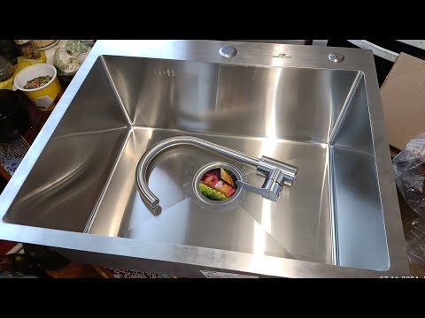 Видео: итальянская мойка для кухни нержавеющая 3мм врезная 60*50 с сифоном Wisent WS36050/WGER010 "сатин"