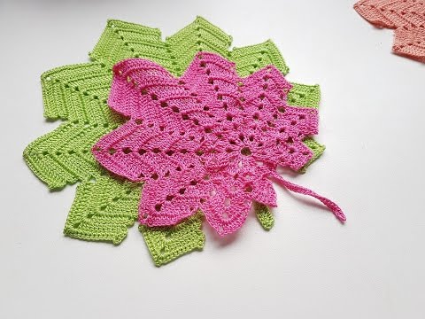 Видео: Кленовый лист крючком. МАЛЕНЬКИЙ. Пошаговый МК. От А до Я.