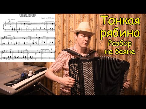 Видео: Тонкая рябина в простейшем виде и с терциями. Разбор на баяне от Котова Александра.