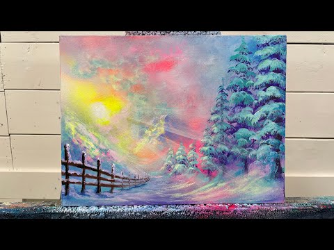 Видео: Как нарисовать зимнее безмятежное спокойствие | Урок по акриловой живописи