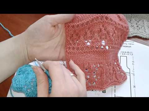 Видео: Ажурное платье спицами. Часть 2. Вяжем образец.