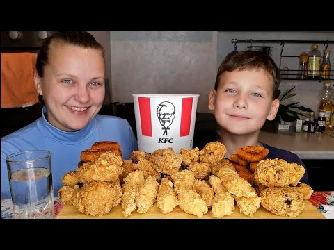 Видео: Мукбанг KFC Острый баскет/Челлендж🥤 не запивая🤭
