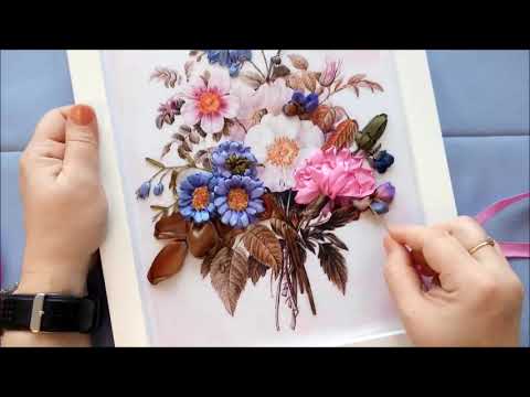 Видео: МК. Вышиваем принт с букетом. Часть 7. Гвоздика.