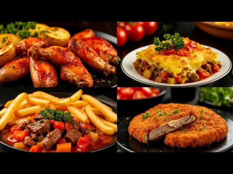 Видео: 4 Вкусных и Простых Рецепта на Ужин: Бефстроганы, Курица с Картошкой , Отбивные и Запеканка !