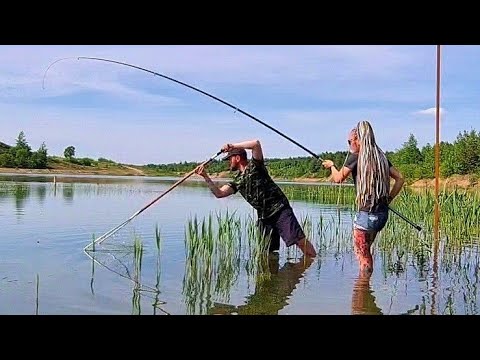 Видео: Попали на ДИКИЙ КЛЁВ большой рыбы!!! С Женой таскаем крупняк  из-под коряг и днём и ночью