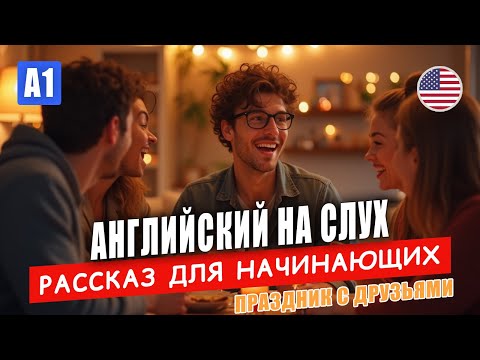 Видео: Английский на слух для начинающих | 🎉  A Party with Friends | Простой рассказ на английском (A1)