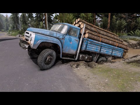 Видео: Достаточная проходимость груженного ЗИЛ 130 . Карта "Широкая река". Spintires