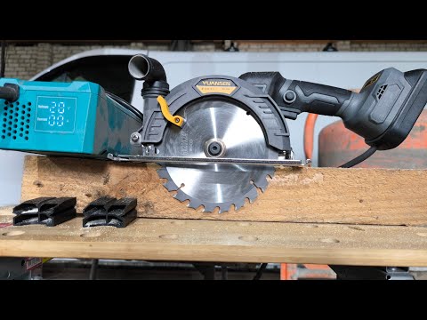 Видео: Может ли работать с блоком питания и какова реальная мощность ручной циркулярной пилы Yuansen.
