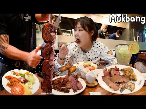 Видео: Mukbang| Техас де Бразилия! 🍖 Ресторан Churrasco с едой без ограничений за 44 доллара США в Корее. 🥩
