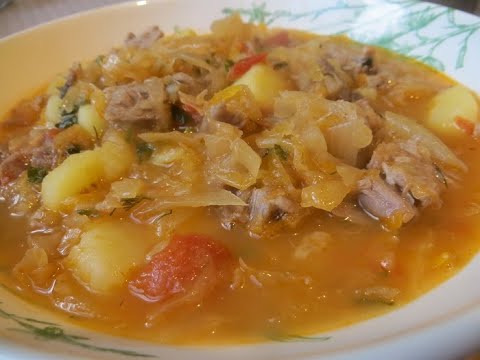 Видео: Солянка с тушеной квашеной капустой, мясом и картошкой. Бюджет-обед.