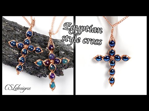 Видео: Подвеска-крест в египетском стиле с проволочной вязкой