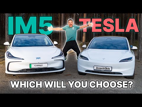 Видео: Обзор и сравнение MG IM5 и Tesla Model 3 (при участии Джеймса и Кейт — The EV Team)