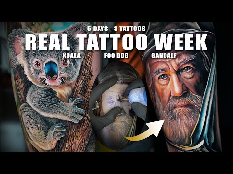 Видео: Настоящая неделя из жизни тату-мастера | Собака Фу, Коала, Гэндальф