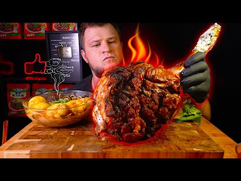 Видео: ROAST LEG OF LAMB, Hong Kong Style Noodle, ASMR MUKBANG, АСМР МУКБАНГ, 먹방, 大食い, たべる