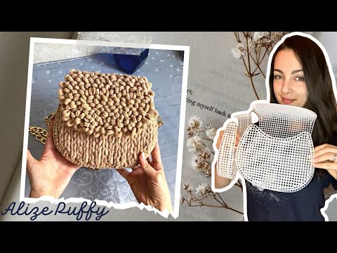 Видео: Сумка из пластиковой канвы и пряжи Alize Puffy Fine