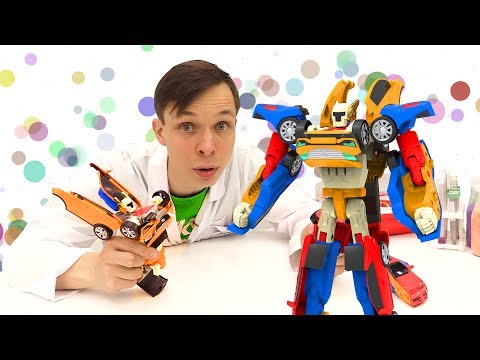 Видео: Игры с доктор Ой - Собираем Тобота из трех машинок @GulliverRu
