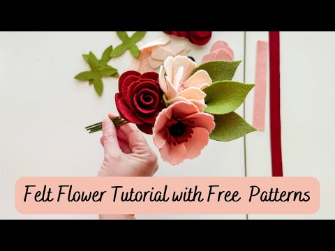Видео: Букет цветов из фетра с бесплатными выкройками