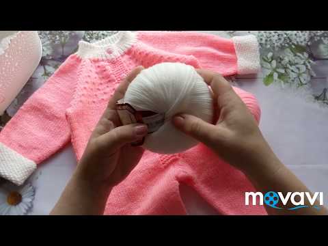 Видео: Комбинезон "Розовая карамелька" спицами реглан снизу от 3-6 мес 1 Часть