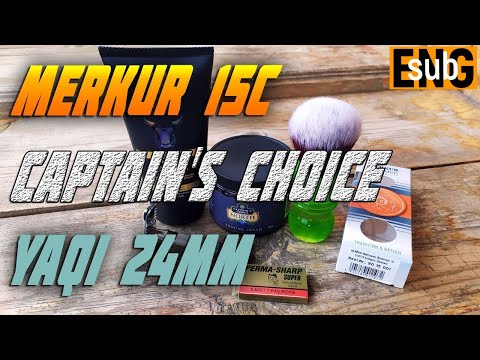 Видео: Merkur 15C, Captain's Choice North, Yaqi 24 мм, лосьон Як и Йети. Shark Blades | Бритьё с HomeLike