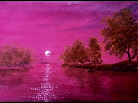 Видео: Вишневый закат. Лессировка акрилом. Glazing in acrylic