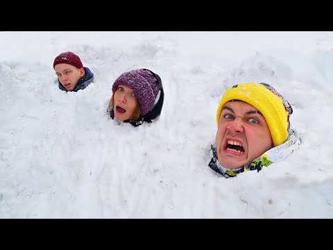 Видео: Кто последний выберется из сугроба получит 1000$