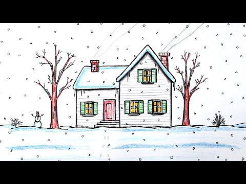 Видео: Как нарисовать зиму легко