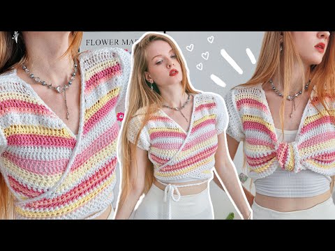 Видео: Топ крючком из остатков пряжи ✨/ супер просто