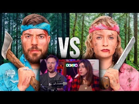 Видео: Мужчины Vs Женщины Выживают в Глуши за $500,000 | РЕАКЦИЯ на MrBeast