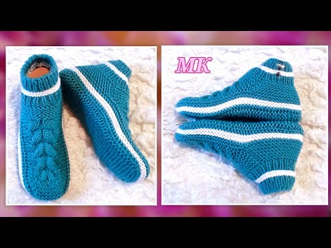 Видео: Супер-следочки с необычной косой, ‼️ МК ➡️ На двух спицах и без шва на подошве 🤗