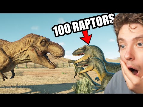 Видео: 100 велоцирапторов против МАКСИМАЛЬНО СИЛЬНОГО Т-РЕКСА в Jurassic World Evolution 2