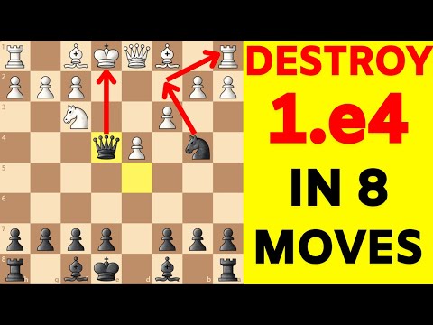 Видео: Как разгромить 1.e4 с помощью скандинавской защиты (ловушка из 8 ходов)