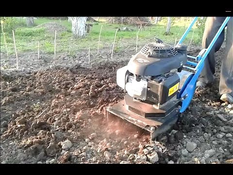 Видео: Мотокультиватор Лоплош на склоне на тяжелом грунте